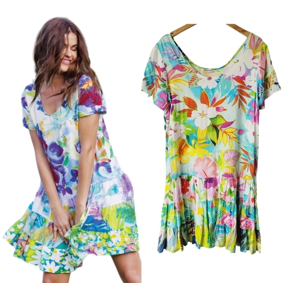 Jams World Dresses & Skirts - Jams World Floral Summer Hattie Dress Size Large 90s Hawaiian Tropical Sundress